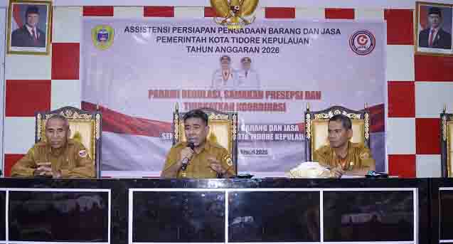 Wakil Wali Kota Tidore Kepulauan Ahmad Laiman menyampaikan sambutan sekaligue membuka dengan resmi Assistensi persiapan Barang dan Jasa Pemerintah Kota Tidore Kepulauan