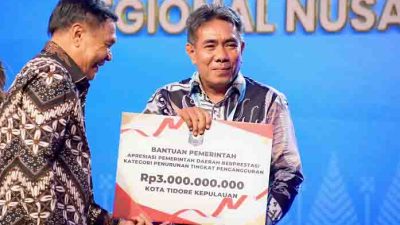 Wakil Walikota Tidore Kepulauan Ahmad Laiman Menerima Penghargaan sebagai Pemerintah Daerah Berprestasi 2026 Kategori Penurunan Tingkat Pengangguran