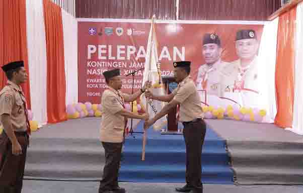 Pelepasan kontingen Jambore Nasional XII Tahun 2026 Kwartir Cabang Gerakan Pramuka Kota Tidore